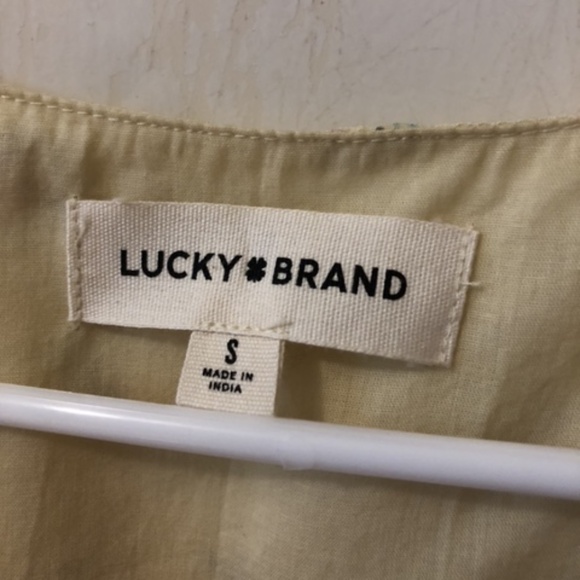 NWT Lucky Brand Printed Ruched Ruffle V-Neck Summer Short Top in Floral Cream - Picture 4 of 4